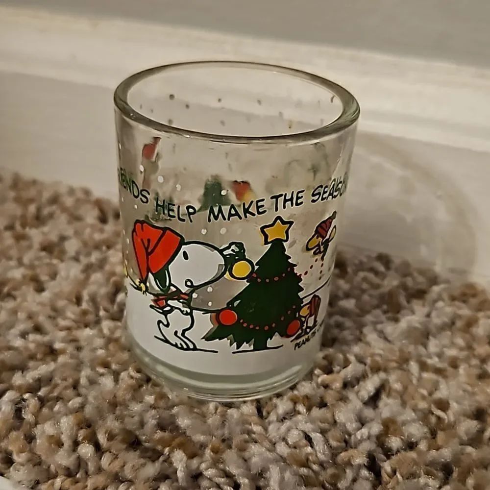 Snoopy christmas tree vintage votive candle holder
